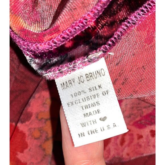 Mary J Bruno Colorful Tunic Silk Mixed Print Top Size Small Velvet Artsy Boho - Picture 11 of 11